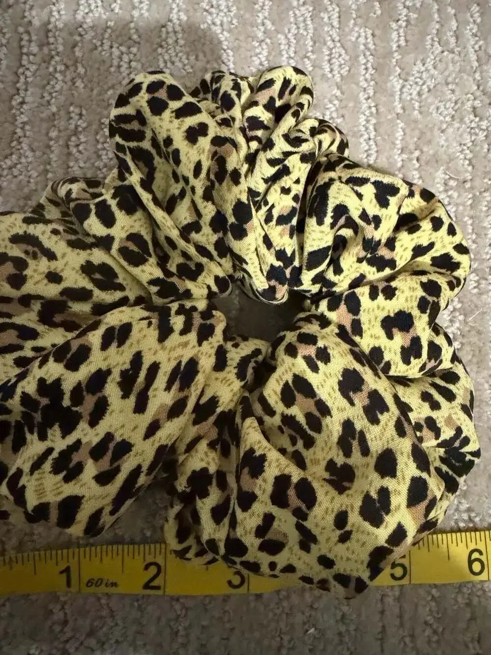 Kaxi Yellow Leopard Print Hair Scrunchie
